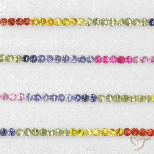 Sapphire Gemstones in 2.5 mm (calibrated) Size for Sale, Sapphire Stones in Multicolor Color
