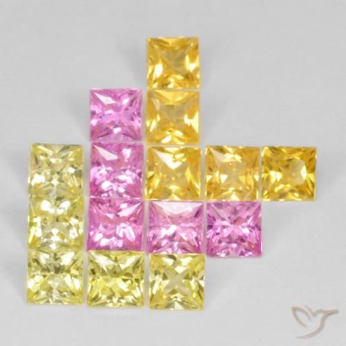 4.09 ctw Multicolor Sapphire Stones, Natural Sapphire in Square / Scissor Cut Shape for Sale