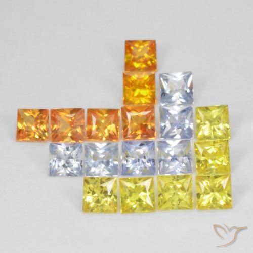 2.88 ctw Multicolor Sapphire Stones, Natural Sapphire in Square / Scissor Cut Shape for Sale