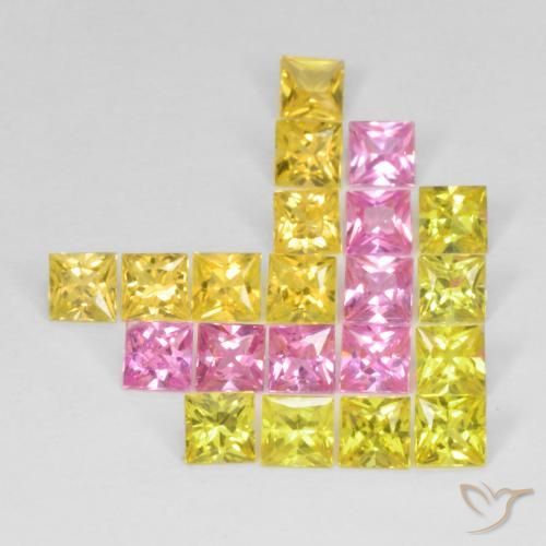 3.24 ctw Multicolor Sapphire Stones, Natural Sapphire in Square / Scissor Cut Shape for Sale
