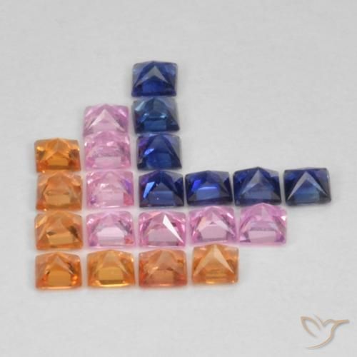 Sapphire Gemstones in 2.1 x 2.1 mm Size for Sale, Sapphire Stones in Multicolor Color