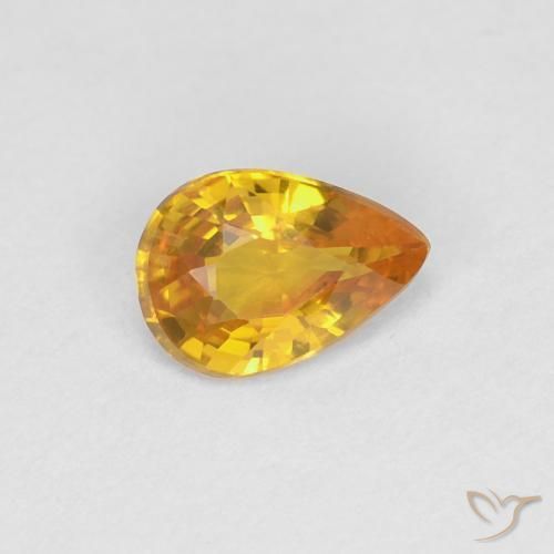 0.45 ct Golden Sapphire Stone, Natural Sapphire in Pear Facet Shape for Sale