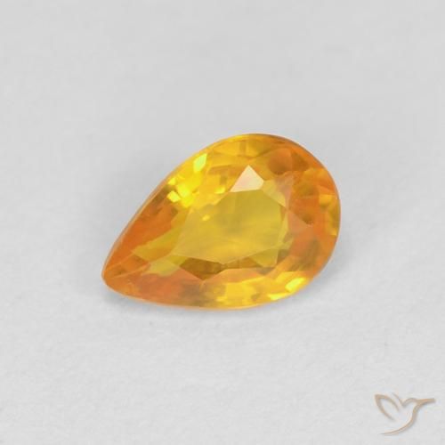 0.54 ct Golden Sapphire Stone, Natural Sapphire in Pear Facet Shape for Sale
