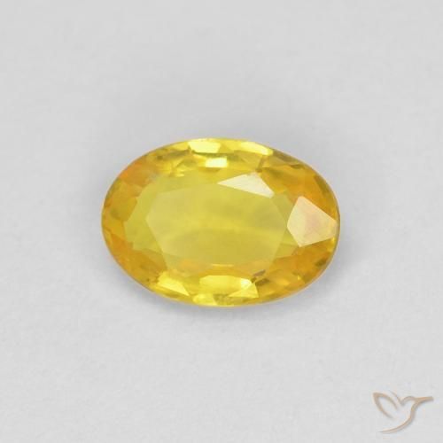 0.50 ct Yellow Sapphire Stone, Natural Sapphire in Oval Facet Shape for Sale