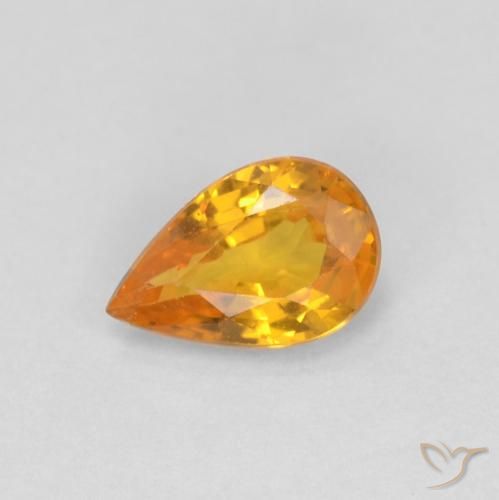 0.48 ct Golden Sapphire Gemstone, Sapphire Gem in Pear Facet Shape for Sale.