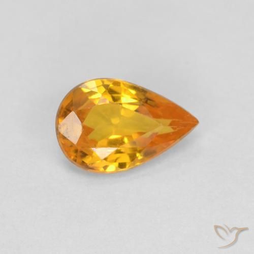 0.48 ct Golden Sapphire Stone, Natural Sapphire in Pear Facet Shape for Sale
