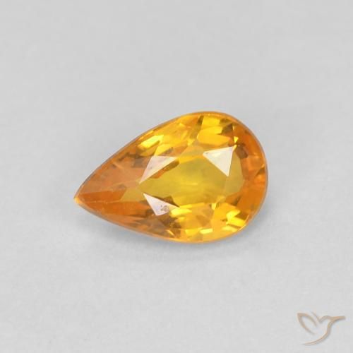 0.51ct Natural Orange-Gold Sapphire, Pear Shape, VVS-VS