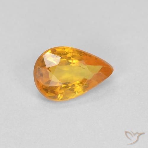 0.51 ct Golden Sapphire Stone, Natural Sapphire in Pear Facet Shape for Sale