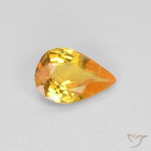 0.37 ct Golden Sapphire Stone, Natural Sapphire in Pear Facet Shape for Sale
