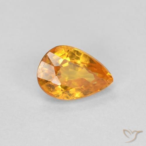 0.56ct Natural Deep Orange-Gold Sapphire, Pear Shape, VVS-VS