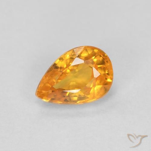 0.56 ct Golden Sapphire Stone, Natural Sapphire in Pear Facet Shape for Sale