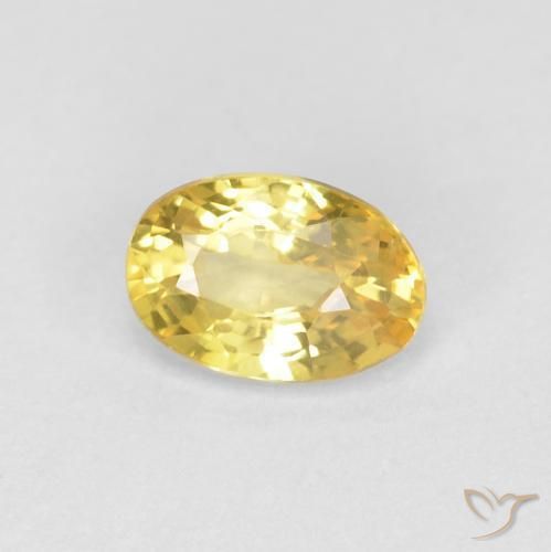 0.63 ct Yellow Sapphire Stone, Natural Sapphire in Oval Facet Shape for Sale