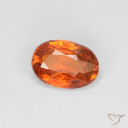 0.56 ct Orange Sapphire Stone, Natural Sapphire in Oval Facet Shape for Sale
