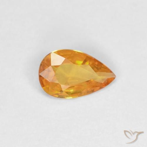 0.27 ct Golden Sapphire Stone, Natural Sapphire in Pear Facet Shape for Sale