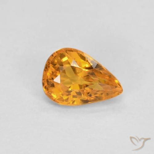0.52 ct Golden Sapphire Stone, Natural Sapphire in Pear Facet Shape for Sale