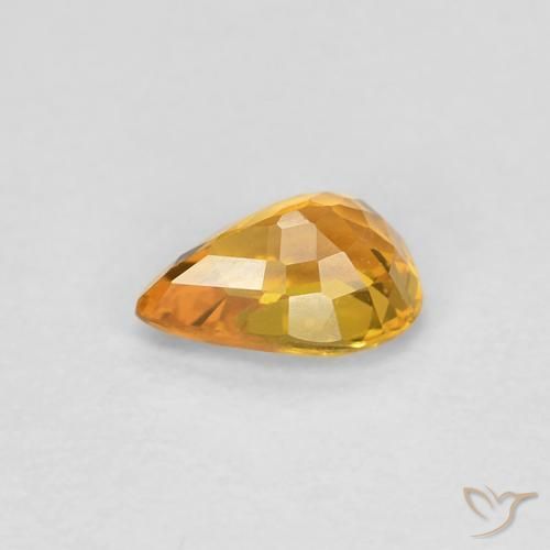 Sapphire Gemstone in 5.8 x 4 mm Size for Sale, Sapphire Stone in Orange-Gold Color