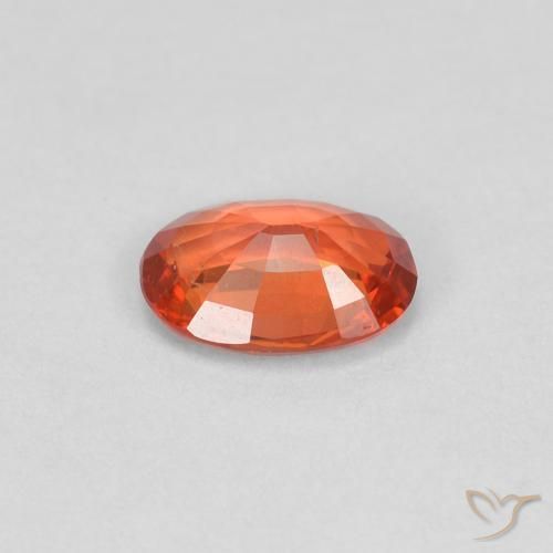 Sapphire Gemstone in 5.6 x 4 mm Size for Sale, Sapphire Stone in Reddish Orange Color
