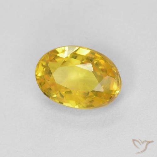 0.56 ct Yellow Sapphire Stone, Natural Sapphire in Oval Facet Shape for Sale