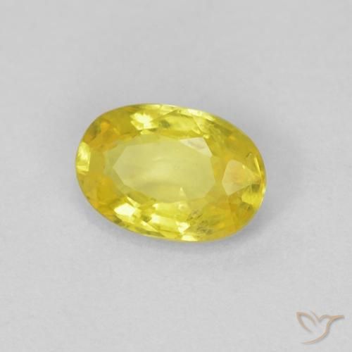 0.50 ct Yellow Sapphire Stone, Natural Sapphire in Oval Facet Shape for Sale