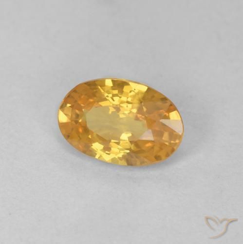 0.57 ct Golden Sapphire Stone, Natural Sapphire in Oval Facet Shape for Sale