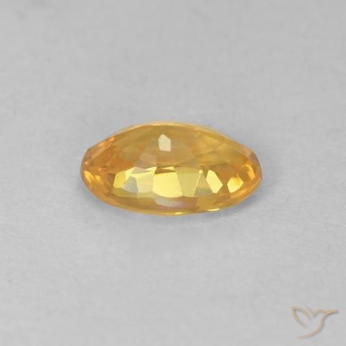 Sapphire Gemstone in 6 x 4 mm (calibrated) Size for Sale, Sapphire Stone in Deep Golden Orange Color