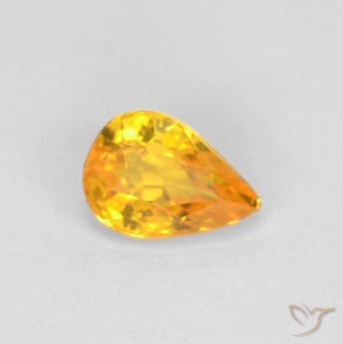 0.59ct Natural Medium Orange Sapphire, Pear Shape, VVS-VS