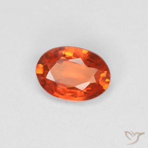 0.49 ct Orange Sapphire Stone, Natural Sapphire in Oval Facet Shape for Sale