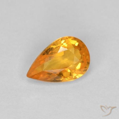 0.54ct Natural Medium Orange Sapphire, Pear Shape, VVS