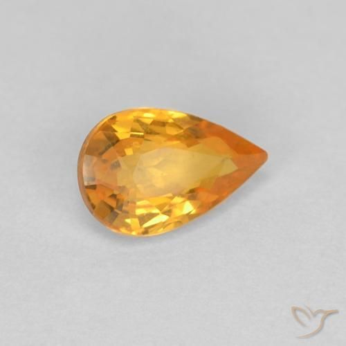 0.54 ct Golden Sapphire Stone, Natural Sapphire in Pear Facet Shape for Sale