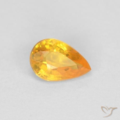 0.48 ct Golden Sapphire Gemstone, Sapphire Gem in Pear Facet Shape for Sale.