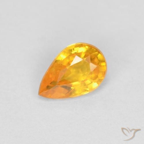 0.48 ct Golden Sapphire Stone, Natural Sapphire in Pear Facet Shape for Sale