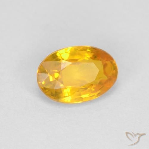 0.67 ct Golden Sapphire Stone, Natural Sapphire in Oval Facet Shape for Sale