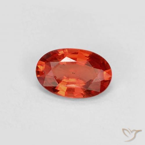 0.48 ct Orange Sapphire Stone, Natural Sapphire in Oval Facet Shape for Sale