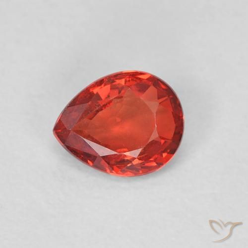 0.42 ct Red Sapphire Gemstone, Sapphire Gem in Pear Facet Shape for Sale.