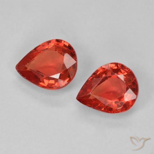 0.91 ctw Red Sapphire Gemstones, Sapphire Gems in Pear Facet Shape for Sale.