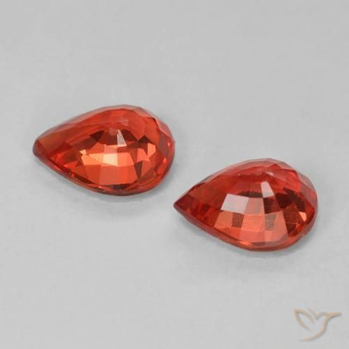 Sapphire Gemstones in 5.3 x 4.3 mm Size for Sale, Sapphire Stones in Bright Red Color