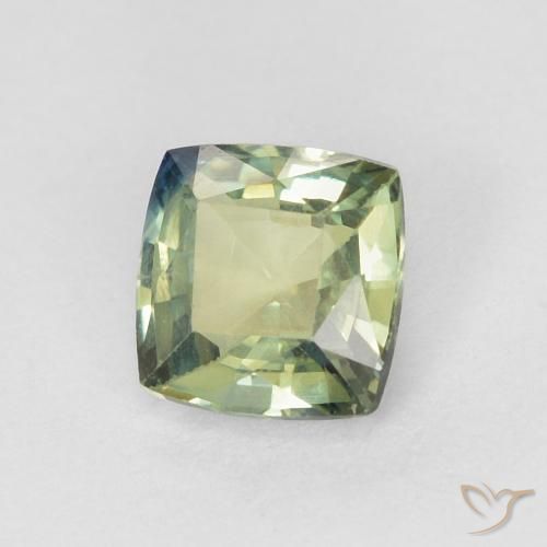 0.47 ct Green Sapphire Stone, Natural Sapphire in Cushion-Cut Shape for Sale