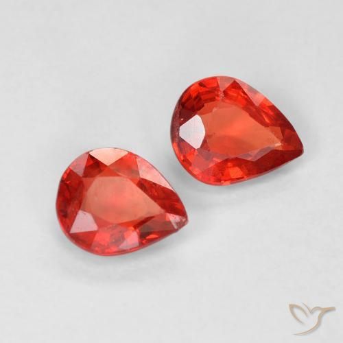 0.83 ctw Red Sapphire Stones, Natural Sapphire in Pear Facet Shape for Sale