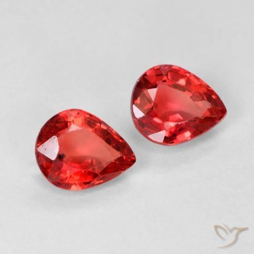 0.95 ctw Red Sapphire Stones, Natural Sapphire in Pear Facet Shape for Sale