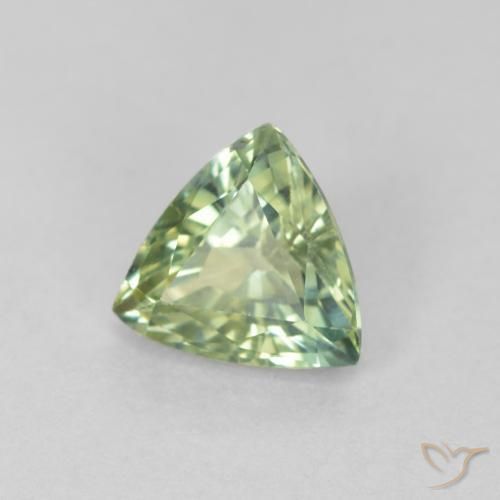 0.88 ct Green Sapphire Stone, Natural Sapphire in Trillion Facet Shape for Sale