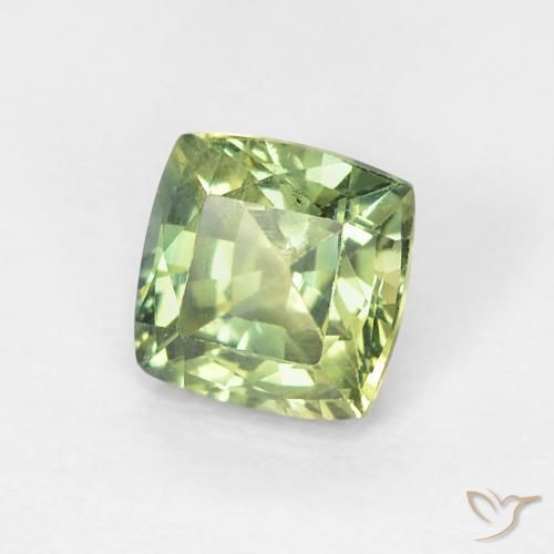 0.69 ct Green Sapphire Stone, Natural Sapphire in Cushion-Cut Shape for Sale
