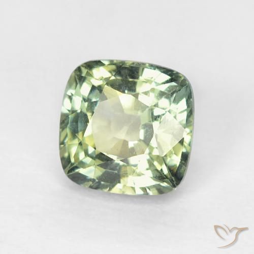 0.86 ct Green Sapphire Stone, Natural Sapphire in Cushion-Cut Shape for Sale