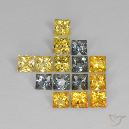 2.26 ctw Multicolor Sapphire Stones, Natural Sapphire in Princess-Cut Shape for Sale