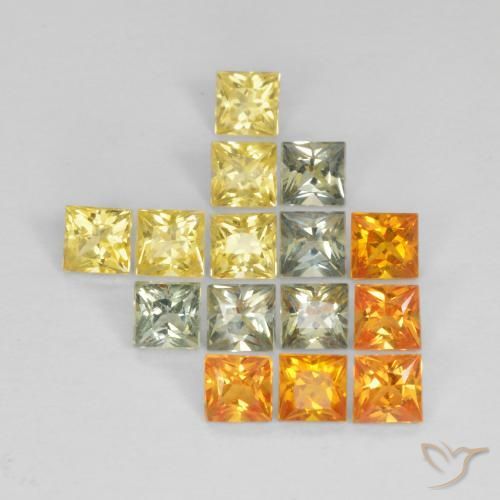 2.01 ctw Multicolor Sapphire Stones, Natural Sapphire in Princess-Cut Shape for Sale
