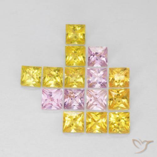 1.88 ctw Multicolor Sapphire Stones, Natural Sapphire in Princess-Cut Shape for Sale