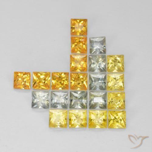 2.63 ctw Multicolor Sapphire Stones, Natural Sapphire in Princess-Cut Shape for Sale