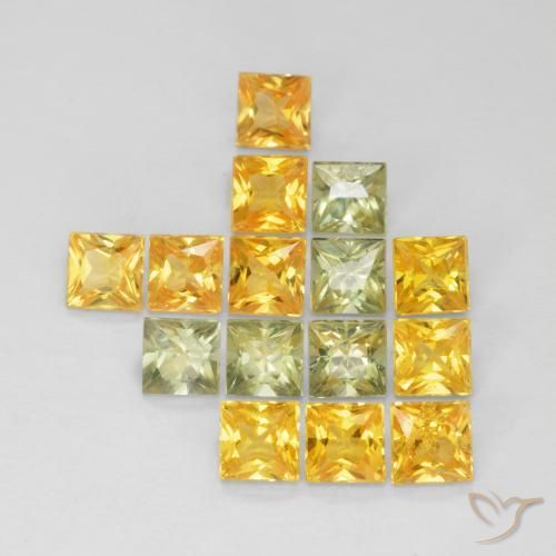 3.54 ctw Multicolor Sapphire Stones, Natural Sapphire in Princess-Cut Shape for Sale