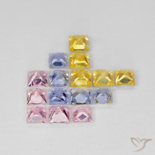 Sapphire Gemstones in 3 x 3 mm (calibrated) Size for Sale, Sapphire Stones in Multicolor Color