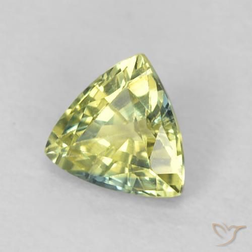0.44 ct Green Sapphire Stone, Natural Sapphire in Trillion Facet Shape for Sale