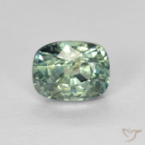 0.86ct Natural Light Blue Green Sapphire, Cushion, VS